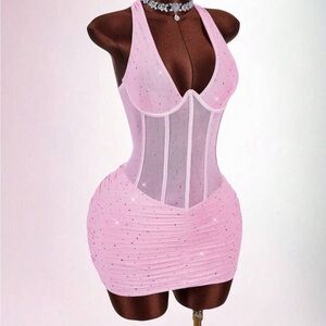 Pink Sheer Corset Dress